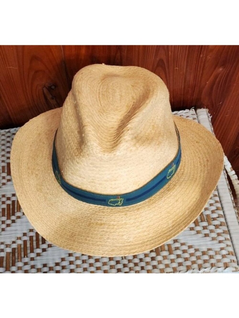 Vintage MASTERS GOLF Tournament STRAW HAT MENS AUGUSTA NATIONAL Made In USA L/XL - Picture 1 of 12
